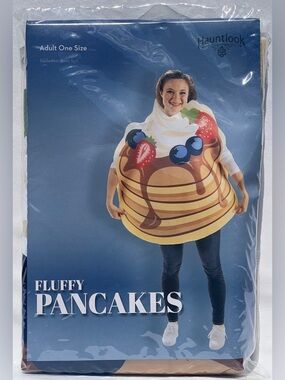 NOS Fluffy Pancakes Costume One Size Unisex Adult Body Suit Halloween Hauntlook